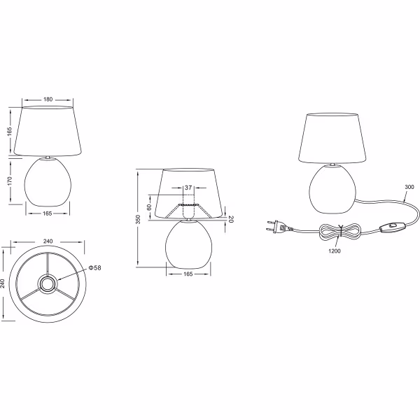 HLW LED LED Tafellamp - Tafelverlichting - Trion Lunola - E27 Fitting - Rond - Mat Bruin - Keramiek HLW LED LED Tafellamp - Tafelverlichting - Trion Lunola - E27 Fitting - Rond - Mat Bruin - Keramiek