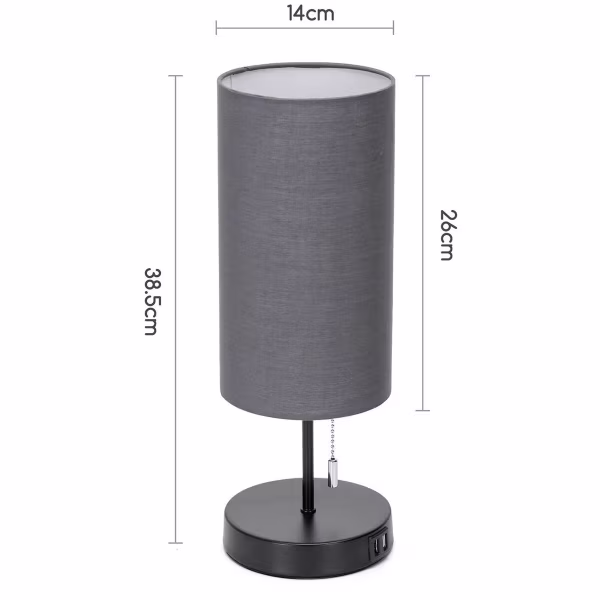 HLW LED LED Tafellamp met USB Oplaadfunctie - Mat Zwart Aluminium - Rond - E27 Fitting HLW LED LED Tafellamp met USB Oplaadfunctie - Mat Zwart Aluminium - Rond - E27 Fitting