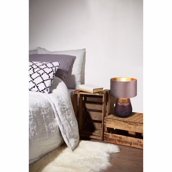 HLW LED LED Tafellamp - Tafelverlichting - Trion Kalan - E27 Fitting - Rond - Mat Bruin - Keramiek HLW LED LED Tafellamp - Tafelverlichting - Trion Kalan - E27 Fitting - Rond - Mat Bruin - Keramiek