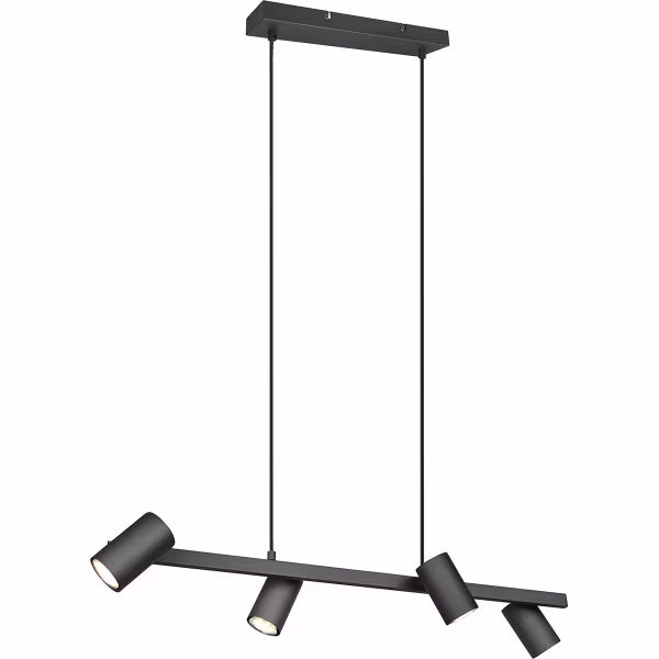 HLW LED Zwarte LED Hanglamp Trion Milona - 4-lichts, GU10 Fitting, Mat Zwart Aluminium