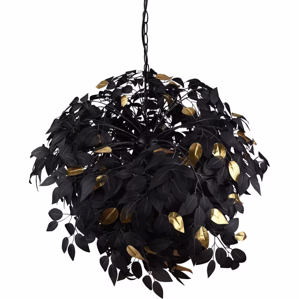 HLW LED Trion Lovy LED Kroonluchter - Zwarte LED Hanglamp met Gouden Accenten, 4-lichts, E14 Fitting HLW LED Trion Lovy LED Kroonluchter - Zwarte LED Hanglamp met Gouden Accenten, 4-lichts, E14 Fitting