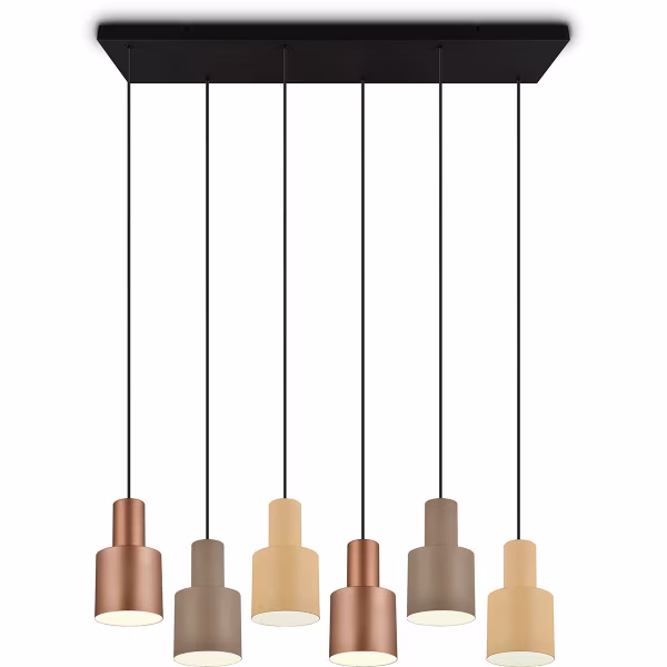 HLW LED LED Hanglamp Trion Agido - Zwarte 6-lichts LED lamp met multicolor kap HLW LED LED Hanglamp Trion Agido - Zwarte 6-lichts LED lamp met multicolor kap