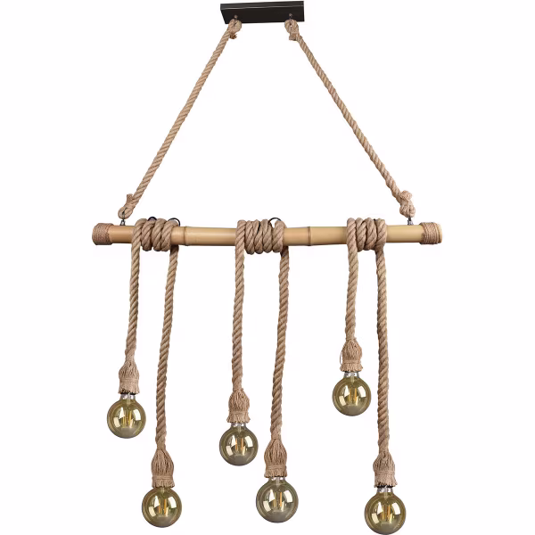 HLW LED LED Hanglamp Hout Trion Wolmi - Mat Bruin, 6x E27 Fitting, Robuust & Energiezuinig HLW LED LED Hanglamp Hout Trion Wolmi - Mat Bruin, 6x E27 Fitting, Robuust & Energiezuinig