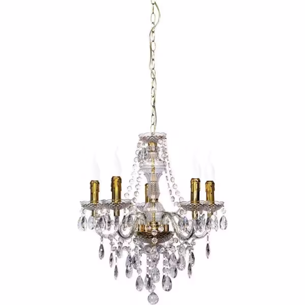 HLW LED LED Kroonluchter Trion Lucy - Gouden LED Hanglamp met 5 E14 lichtpunten HLW LED LED Kroonluchter Trion Lucy - Gouden LED Hanglamp met 5 E14 lichtpunten