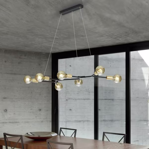 HLW LED Moderne Zwarte LED Hanglamp Trion Ross - 7-lichts, Aluminium, E27 Fitting HLW LED Moderne Zwarte LED Hanglamp Trion Ross - 7-lichts, Aluminium, E27 Fitting