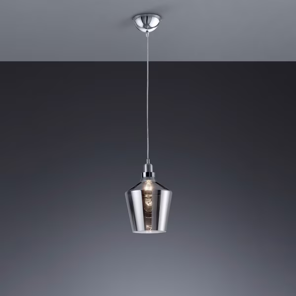 HLW LED LED Hanglamp met Glas Trion Colia - Rond Rookglas & Glans Chroom HLW LED LED Hanglamp met Glas Trion Colia - Rond Rookglas & Glans Chroom