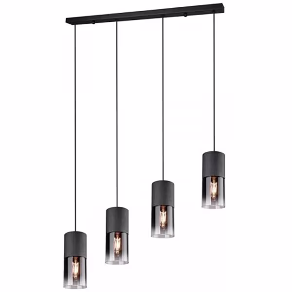 HLW LED Black LED Pendant Lamp with Glass - Trion Roba 4-light Rectangular, E27 fitting HLW LED Black LED Pendant Lamp with Glass - Trion Roba 4-light Rectangular, E27 fitting