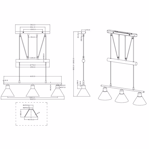 HLW LED LED Hanglamp Trion Stomun - 3-Lichts Rechthoek Mat Nikkel Aluminium HLW LED LED Hanglamp Trion Stomun - 3-Lichts Rechthoek Mat Nikkel Aluminium