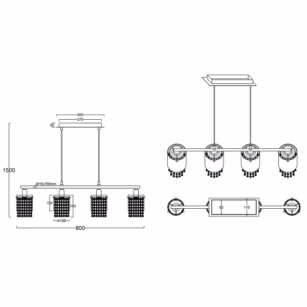 HLW LED LED Hanglamp Trion Pocino – 4-lichts, E14 Fitting, Mat Chroom Aluminium HLW LED LED Hanglamp Trion Pocino – 4-lichts, E14 Fitting, Mat Chroom Aluminium