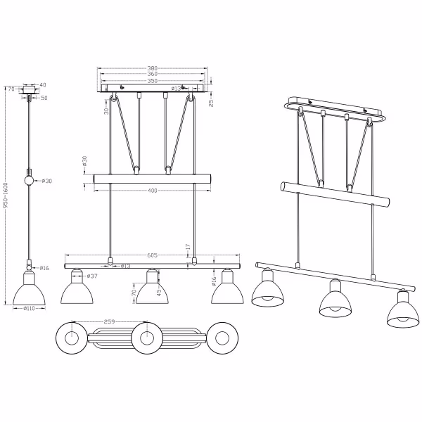 HLW LED Luxueuze Witte & Gouden LED Hanglamp - 3-lichts, Warm Wit 3000K, Aluminium HLW LED Luxueuze Witte & Gouden LED Hanglamp - 3-lichts, Warm Wit 3000K, Aluminium