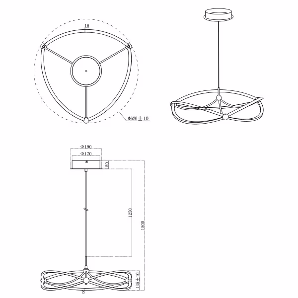 HLW LED Witte & Gouden Dimbare LED Hanglamp 42W - Warm Wit 3000K, Modern Design HLW LED Witte & Gouden Dimbare LED Hanglamp 42W - Warm Wit 3000K, Modern Design
