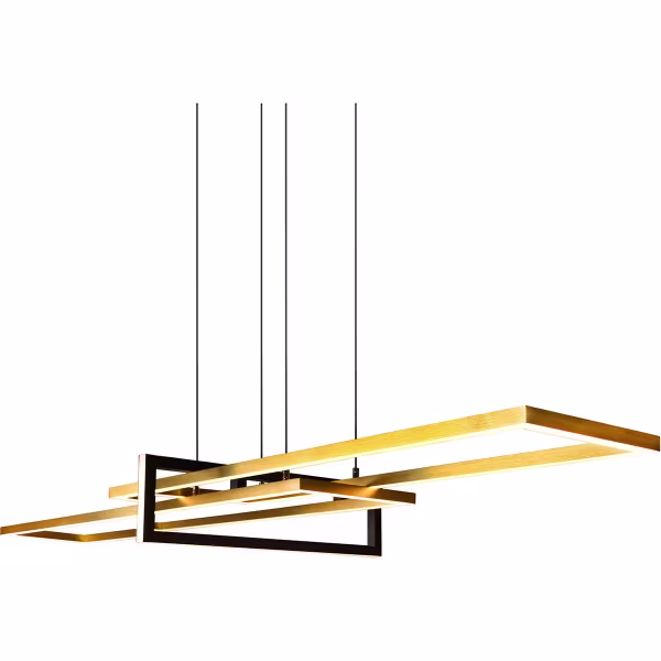 HLW LED Dimbare LED Hanglamp 34W - Mat Zwart/Goud - Warm Wit 3000K - Aluminium HLW LED Dimbare LED Hanglamp 34W - Mat Zwart/Goud - Warm Wit 3000K - Aluminium