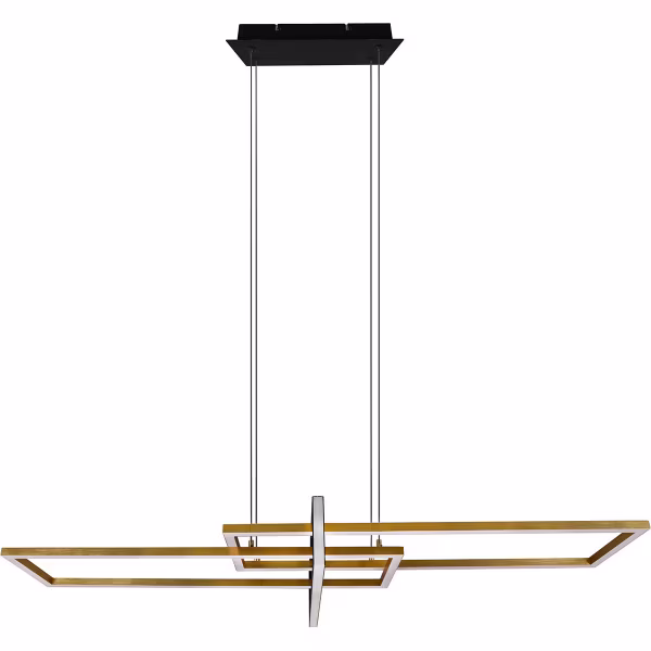 HLW LED Dimbare LED Hanglamp 34W - Mat Zwart/Goud - Warm Wit 3000K - Aluminium HLW LED Dimbare LED Hanglamp 34W - Mat Zwart/Goud - Warm Wit 3000K - Aluminium