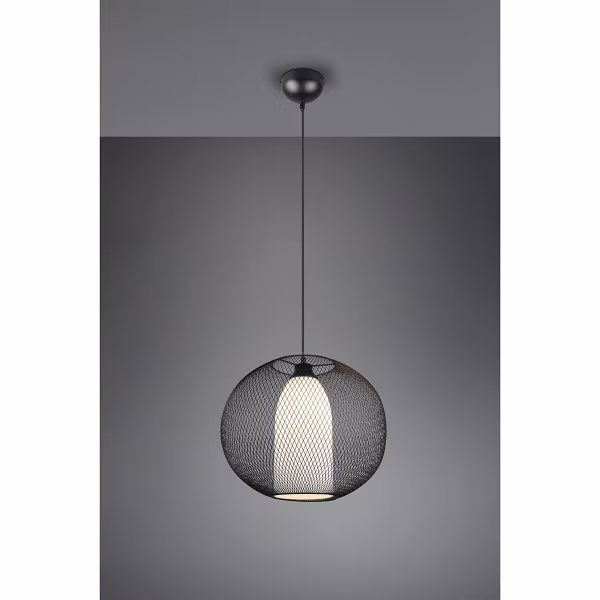 HLW LED Zwarte LED Hanglamp Trion Filtran - Mat Zwart Aluminium, Rond, E27 Fitting