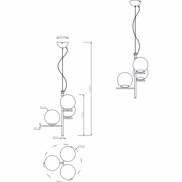 HLW LED Black LED Pendant Lamp Trion Pora - 3-point LED lamp with E14 fitting and matte black aluminum HLW LED Black LED Pendant Lamp Trion Pora - 3-point LED lamp with E14 fitting and matte black aluminum