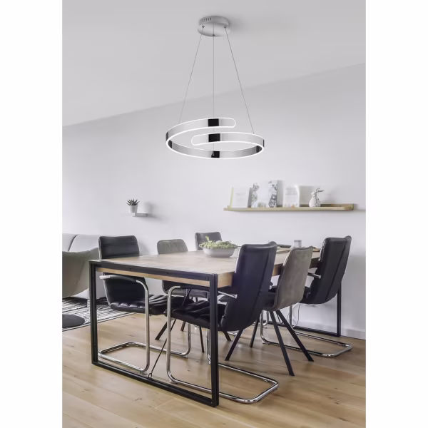 HLW LED Witte Dimbare LED Hanglamp 37W - Natuurlijk Wit 4000K, Glans Chroom, Aluminium HLW LED Witte Dimbare LED Hanglamp 37W - Natuurlijk Wit 4000K, Glans Chroom, Aluminium