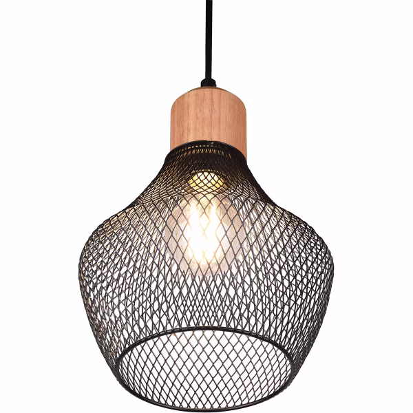 HLW LED Zwarte LED Hanglamp Trion Jenna - Mat Zwart Aluminium, E27 Fitting, 1-lichts HLW LED Zwarte LED Hanglamp Trion Jenna - Mat Zwart Aluminium, E27 Fitting, 1-lichts