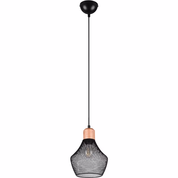 HLW LED Zwarte LED Hanglamp Trion Jenna - Mat Zwart Aluminium, E27 Fitting, 1-lichts HLW LED Zwarte LED Hanglamp Trion Jenna - Mat Zwart Aluminium, E27 Fitting, 1-lichts