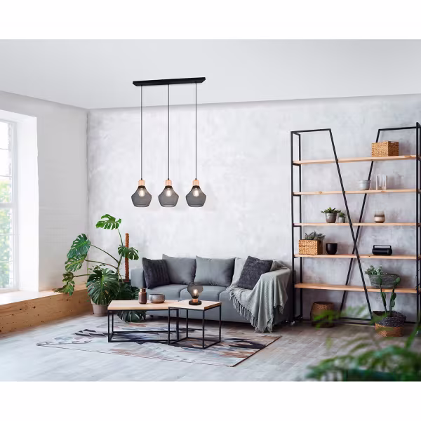 HLW LED Zwarte LED Hanglamp Trion Jenna - 3-lichts, Mat Zwart Aluminium, E27 Fitting HLW LED Zwarte LED Hanglamp Trion Jenna - 3-lichts, Mat Zwart Aluminium, E27 Fitting