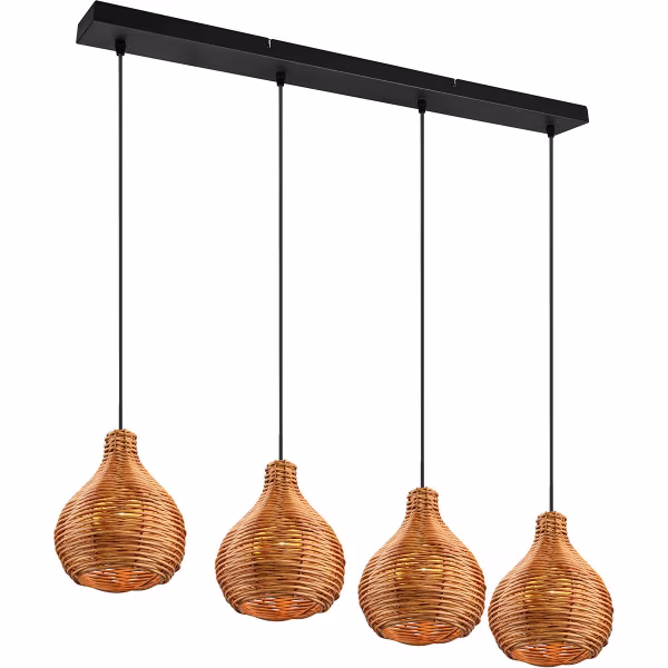 HLW LED LED Hanglamp Hout - Trion Sparko 4-lichts Bruine Hangverlichting met E14 Fitting HLW LED LED Hanglamp Hout - Trion Sparko 4-lichts Bruine Hangverlichting met E14 Fitting