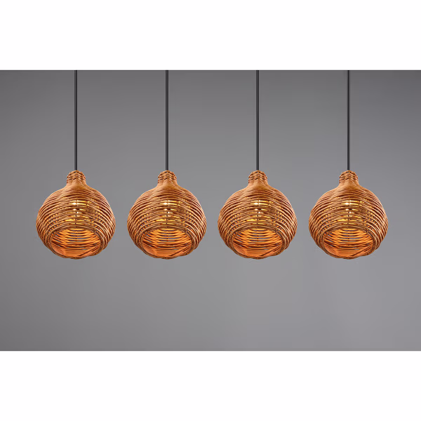 HLW LED LED Hanglamp Hout - Trion Sparko 4-lichts Bruine Hangverlichting met E14 Fitting HLW LED LED Hanglamp Hout - Trion Sparko 4-lichts Bruine Hangverlichting met E14 Fitting