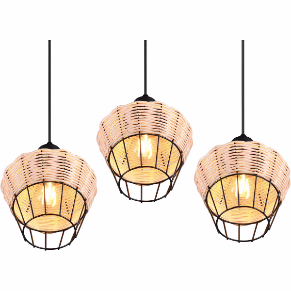 HLW LED LED Hanglamp Trion Bera - 3-lichts armatuur, Bruin Aluminium, E27 fitting HLW LED LED Hanglamp Trion Bera - 3-lichts armatuur, Bruin Aluminium, E27 fitting