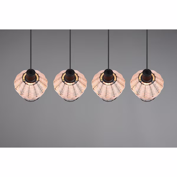 HLW LED LED Hanglamp Trion Bera - 4-lichts Rechthoek Bruin Aluminium met E27 Fitting