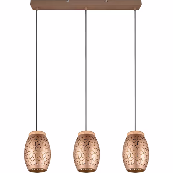 HLW LED LED Hanglamp Trion Dabi - Metalen LED lamp 3-lichts met E27 fitting, Coffee kleur HLW LED LED Hanglamp Trion Dabi - Metalen LED lamp 3-lichts met E27 fitting, Coffee kleur