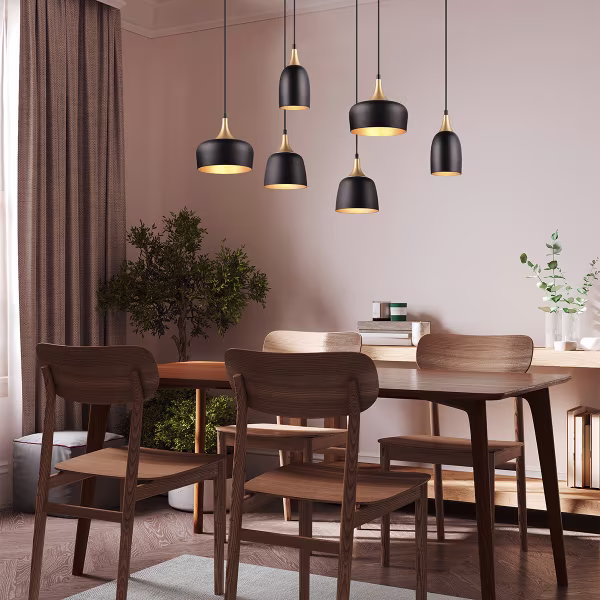 HLW LED Metal LED Pendant Lamp Trion Zira - Black 6-light LED lamp with E14 fitting HLW LED Metal LED Pendant Lamp Trion Zira - Black 6-light LED lamp with E14 fitting