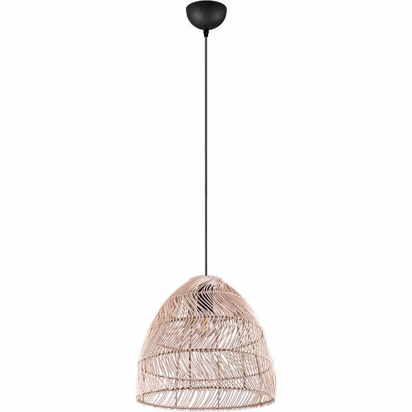 HLW LED LED Hanglamp Trion Kei - 1-lichts Rond Bruin Rotan - E27 Fitting HLW LED LED Hanglamp Trion Kei - 1-lichts Rond Bruin Rotan - E27 Fitting