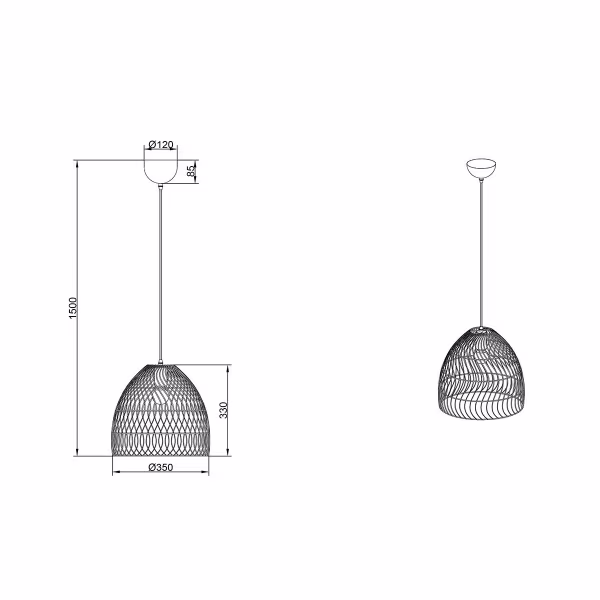 HLW LED LED Hanglamp Trion Kei - 1-lichts Rond Bruin Rotan - E27 Fitting HLW LED LED Hanglamp Trion Kei - 1-lichts Rond Bruin Rotan - E27 Fitting