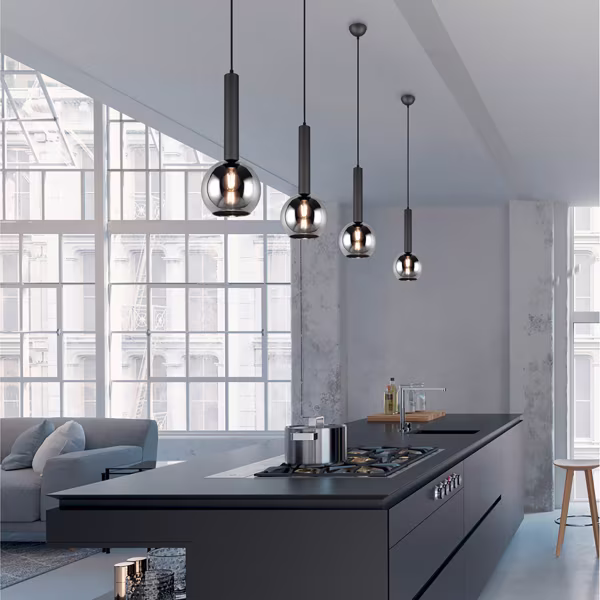 HLW LED Moderne Metalen LED Hanglamp - Zwarte LED Hanglamp met 5 Lichtpunten, E27 Fitting HLW LED Moderne Metalen LED Hanglamp - Zwarte LED Hanglamp met 5 Lichtpunten, E27 Fitting