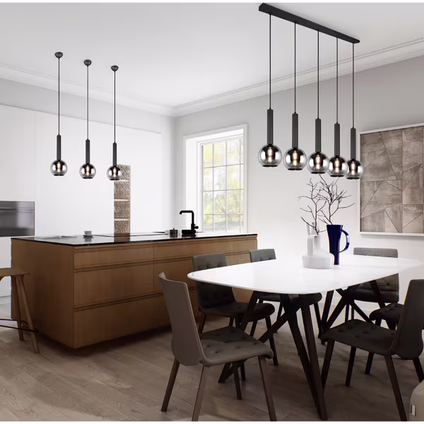 HLW LED Moderne Metalen LED Hanglamp - Zwarte LED Hanglamp met 5 Lichtpunten, E27 Fitting HLW LED Moderne Metalen LED Hanglamp - Zwarte LED Hanglamp met 5 Lichtpunten, E27 Fitting