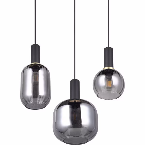 HLW LED Moderne Metalen LED Hanglamp met Glas - Zwarte LED Hanglamp Trion Pala 3x E27 HLW LED Moderne Metalen LED Hanglamp met Glas - Zwarte LED Hanglamp Trion Pala 3x E27