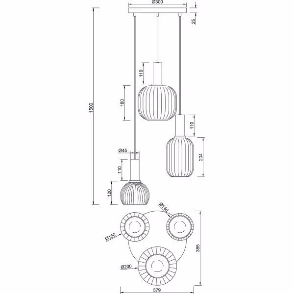 HLW LED Moderne Metalen LED Hanglamp met Glas - Zwarte LED Hanglamp Trion Pala 3x E27 HLW LED Moderne Metalen LED Hanglamp met Glas - Zwarte LED Hanglamp Trion Pala 3x E27