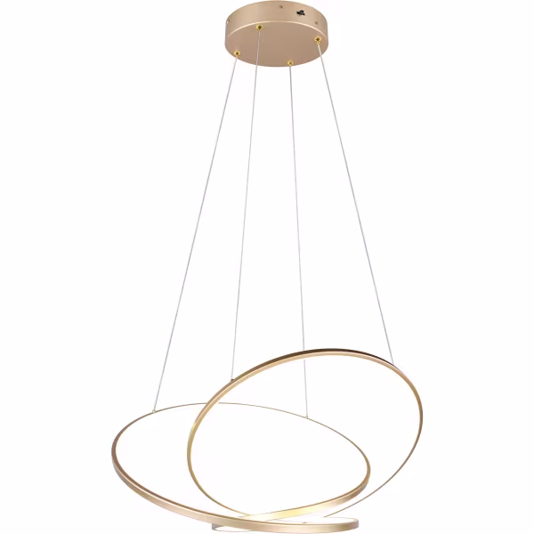 HLW LED LED Hanglamp 52W - Gouden Metalen Dimbare LED Hanglamp met Instelbare Kleur HLW LED LED Hanglamp 52W - Gouden Metalen Dimbare LED Hanglamp met Instelbare Kleur