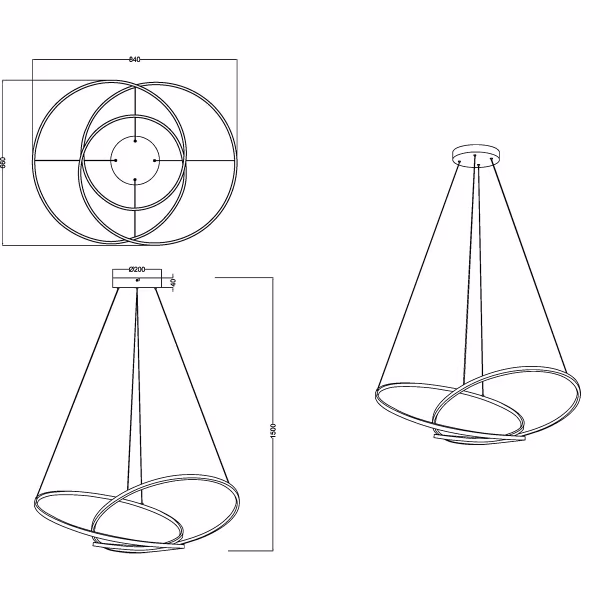 HLW LED LED Hanglamp 52W - Gouden Metalen Dimbare LED Hanglamp met Instelbare Kleur HLW LED LED Hanglamp 52W - Gouden Metalen Dimbare LED Hanglamp met Instelbare Kleur