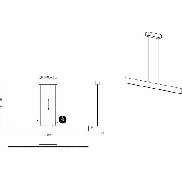 HLW LED LED Pendant Lamp Trion Hala 35W - Metal Design, Matte Nickel & Touch Switch HLW LED LED Pendant Lamp Trion Hala 35W - Metal Design, Matte Nickel & Touch Switch