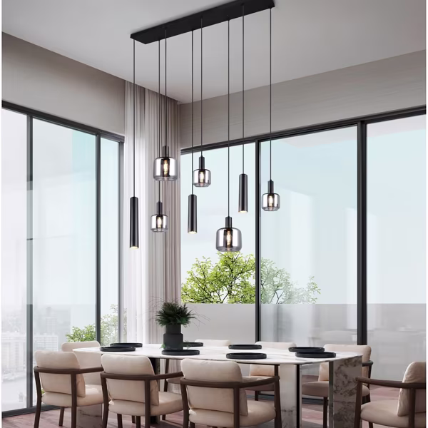 HLW LED Modern Black LED Pendant Lamp Trion Marat - 8-light Metal Design HLW LED Modern Black LED Pendant Lamp Trion Marat - 8-light Metal Design