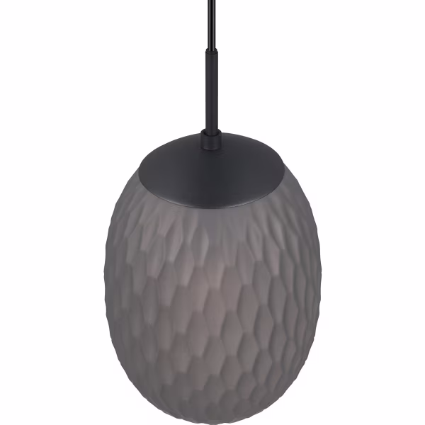 HLW LED Black LED Pendant Lamp - Metal LED Pendant Lamp with Smoke-Colored Glass and E27 Fitting HLW LED Black LED Pendant Lamp - Metal LED Pendant Lamp with Smoke-Colored Glass and E27 Fitting
