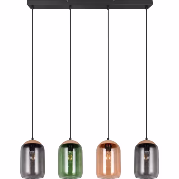 HLW LED Stylish Matte Black LED Pendant Lamp - Metal 4-Light LED Lamp with E27 Fitting HLW LED Stylish Matte Black LED Pendant Lamp - Metal 4-Light LED Lamp with E27 Fitting