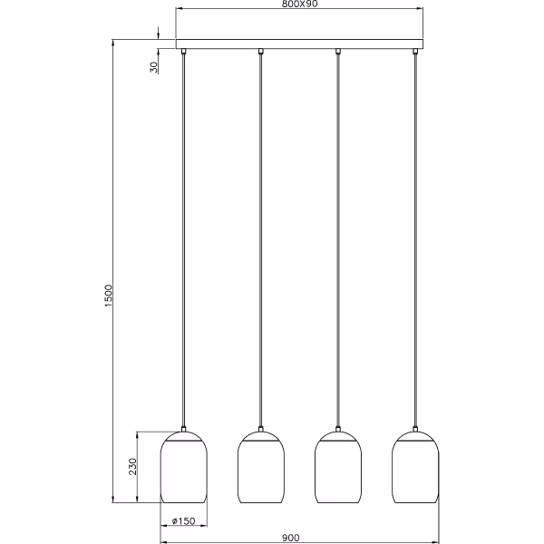 HLW LED Stylish Matte Black LED Pendant Lamp - Metal 4-Light LED Lamp with E27 Fitting HLW LED Stylish Matte Black LED Pendant Lamp - Metal 4-Light LED Lamp with E27 Fitting