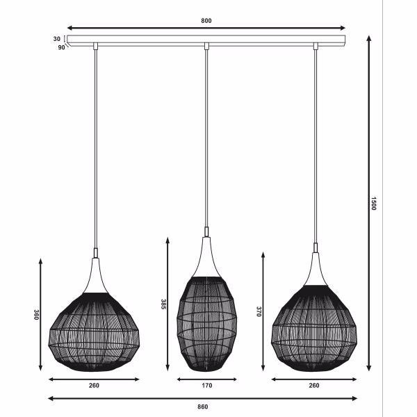 HLW LED Metalen LED Hanglamp Sorana in Oud Brons - 3-lichts LED Lamp met E27 Fitting HLW LED Metalen LED Hanglamp Sorana in Oud Brons - 3-lichts LED Lamp met E27 Fitting