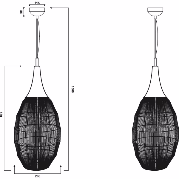 HLW LED LED Pendant Lamp Trion Sorana - Black Metal LED Pendant Lamp with E27 Fitting HLW LED LED Pendant Lamp Trion Sorana - Black Metal LED Pendant Lamp with E27 Fitting