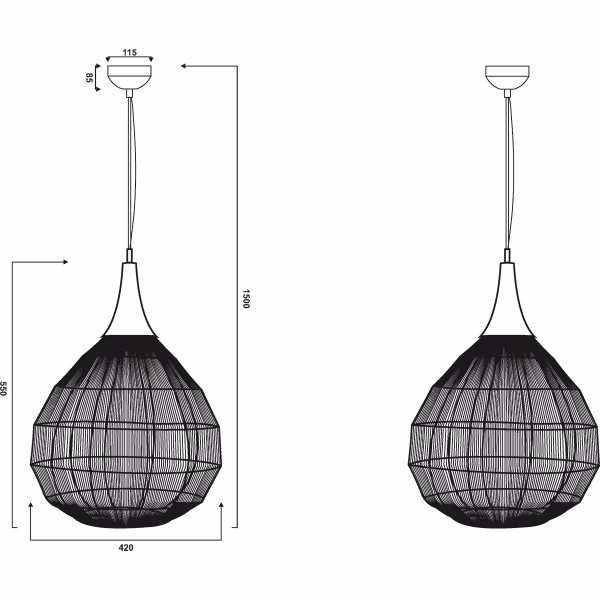 HLW LED Metal LED Pendant Lamp Trion Sorana - Bronze LED Lamp with E27 Fitting, 42cm, Unique Wire Grid HLW LED Metal LED Pendant Lamp Trion Sorana - Bronze LED Lamp with E27 Fitting, 42cm, Unique Wire Grid