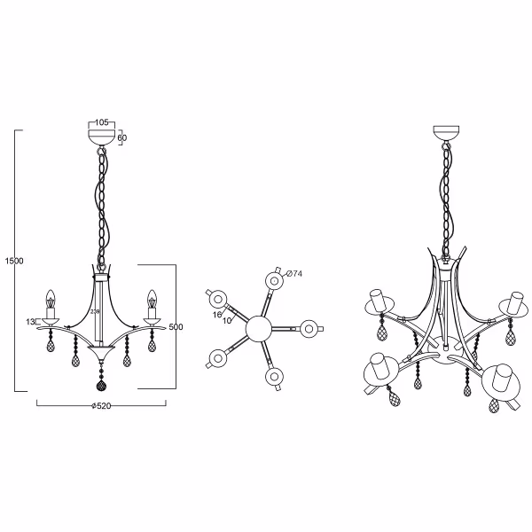 HLW LED LED Chandelier Trion Lacarno - 5-light Round Matte Chrome Aluminum HLW LED LED Chandelier Trion Lacarno - 5-light Round Matte Chrome Aluminum