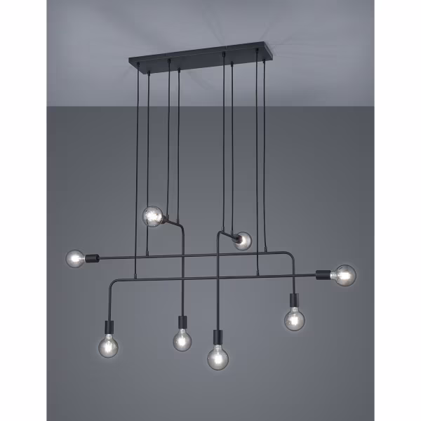 HLW LED LED Hanglamp Trion Conar - Mat Zwarte LED Hanglamp met 8x E27 Lampenfitting HLW LED LED Hanglamp Trion Conar - Mat Zwarte LED Hanglamp met 8x E27 Lampenfitting