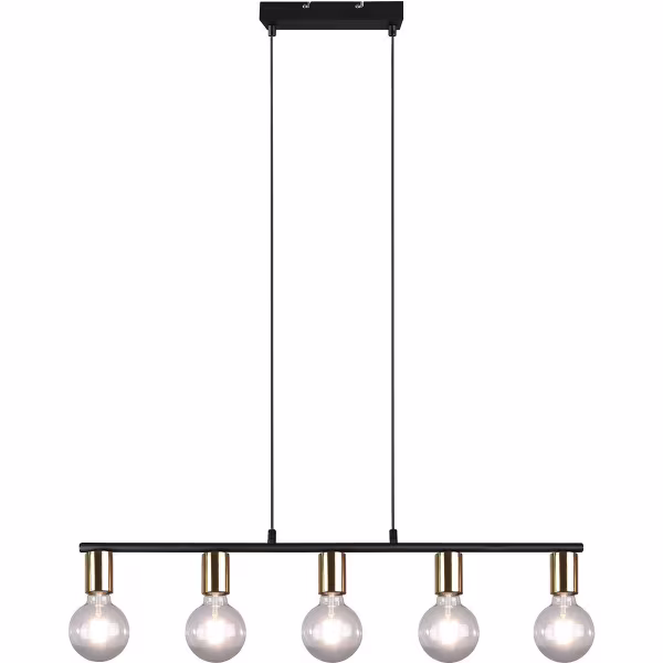 HLW LED Black & Gold LED Pendant Lamp Trion Zuncka - 5-light E27, Rectangular HLW LED Black & Gold LED Pendant Lamp Trion Zuncka - 5-light E27, Rectangular