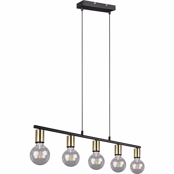 HLW LED Black & Gold LED Pendant Lamp Trion Zuncka - 5-light E27, Rectangular HLW LED Black & Gold LED Pendant Lamp Trion Zuncka - 5-light E27, Rectangular