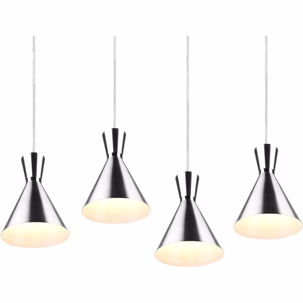 HLW LED LED Hanglamp Trion Ewomi - 4-lichts, Mat Nikkel, Aluminium, E27 Fitting HLW LED LED Hanglamp Trion Ewomi - 4-lichts, Mat Nikkel, Aluminium, E27 Fitting